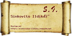 Sinkovits Ildikó névjegykártya